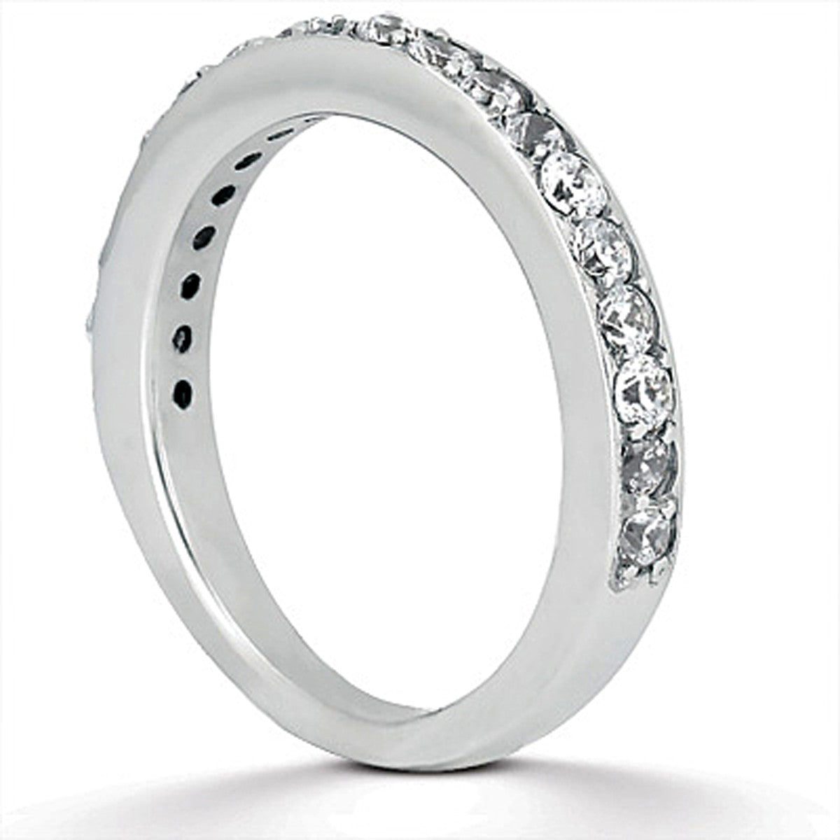 14k White Gold Pave Diamond Wedding Ring Band Set 1/2 Around - The Best Accessory