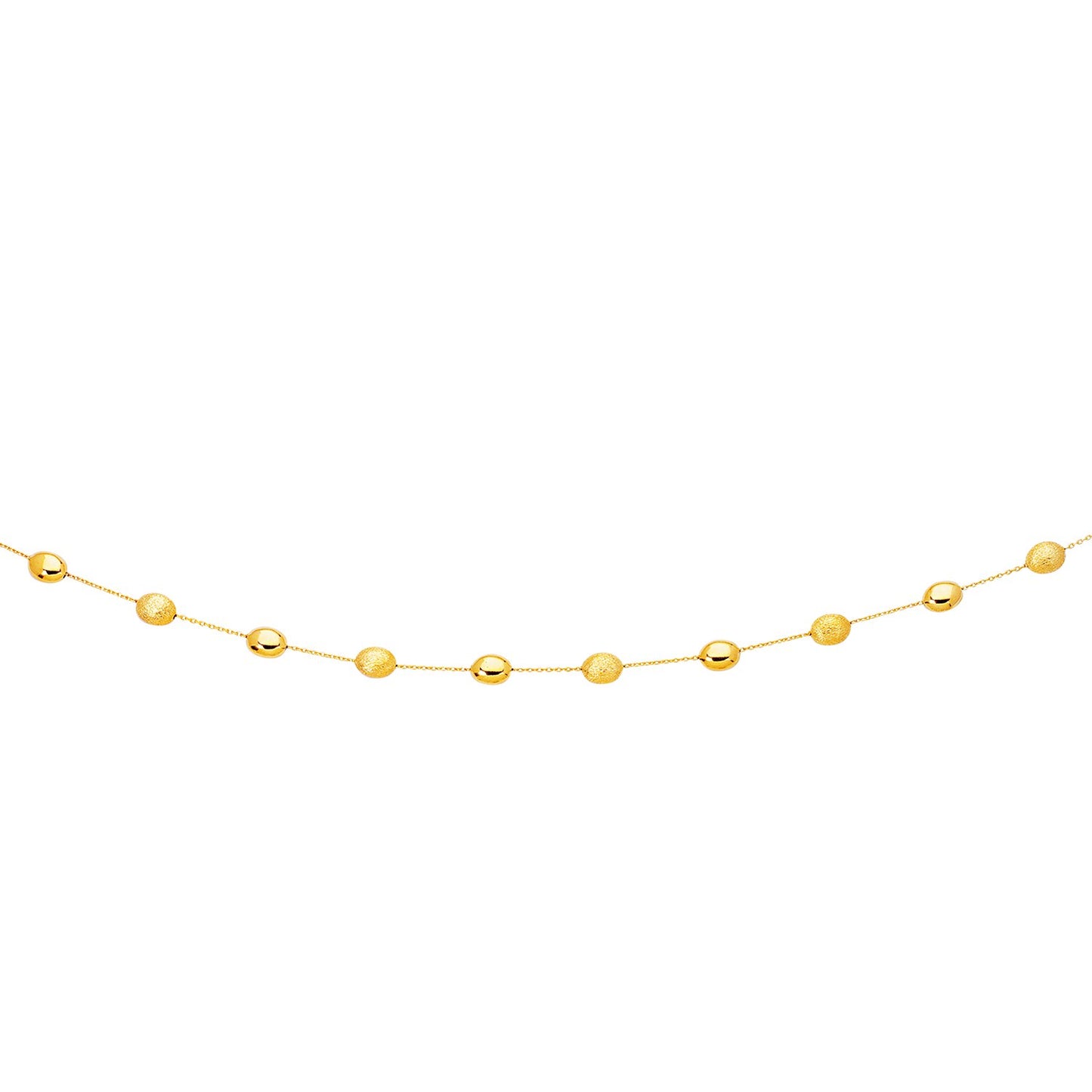 14k Yellow Gold Necklace with Polished and Textured Pebble Stations - The Best Accessory