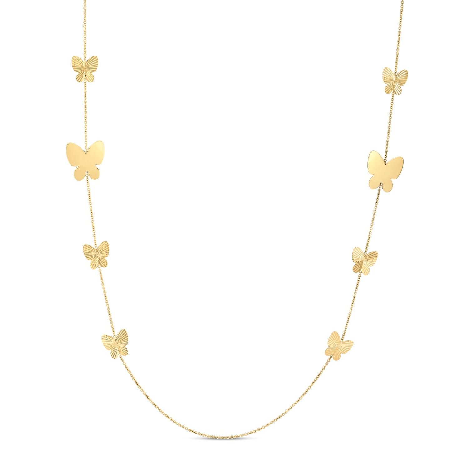 14k Yellow Gold Papillon Graduated Butterfly Necklace - The Best Accessory