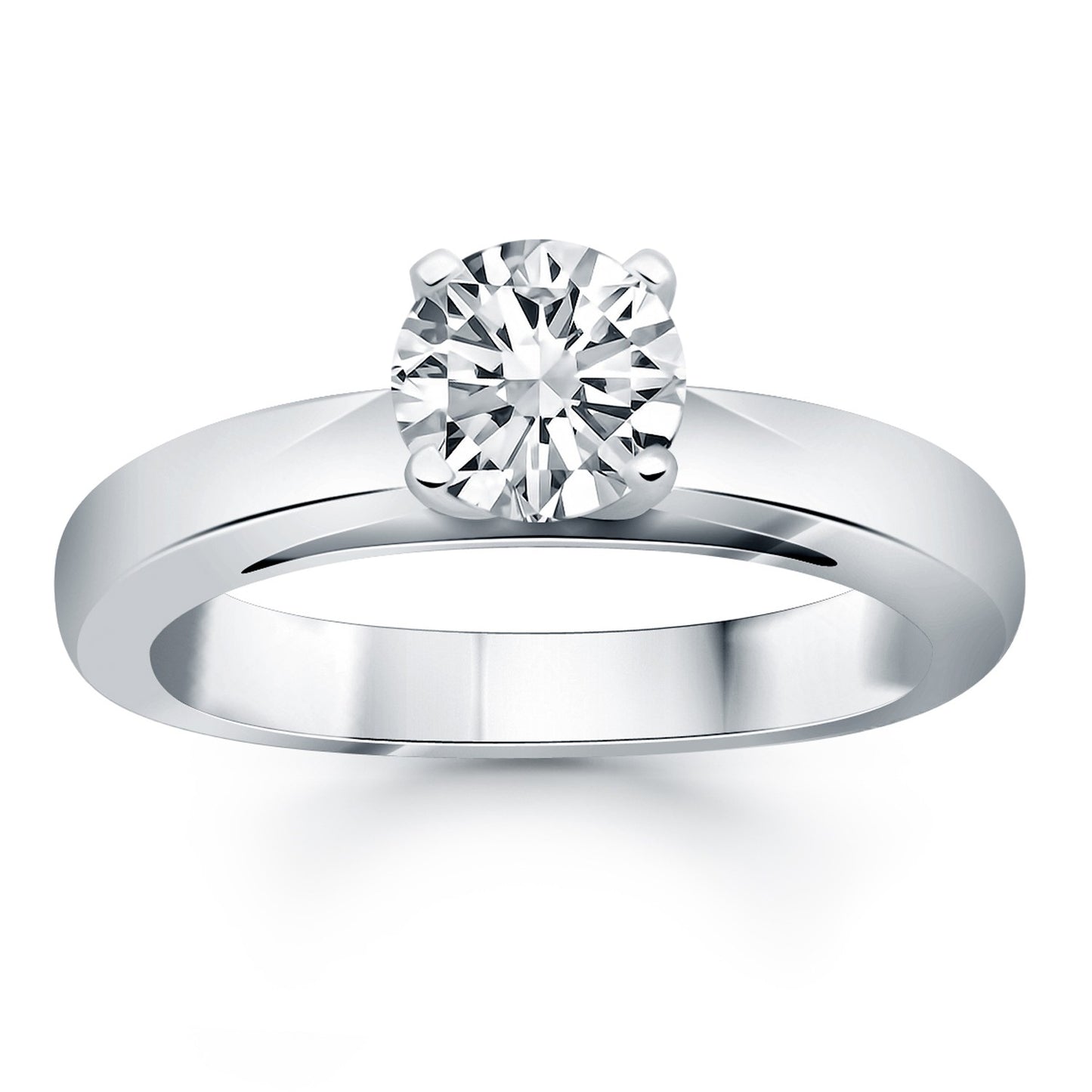 14k White Gold Classic Wide Band Cathedral Solitaire Engagement Ring - The Best Accessory