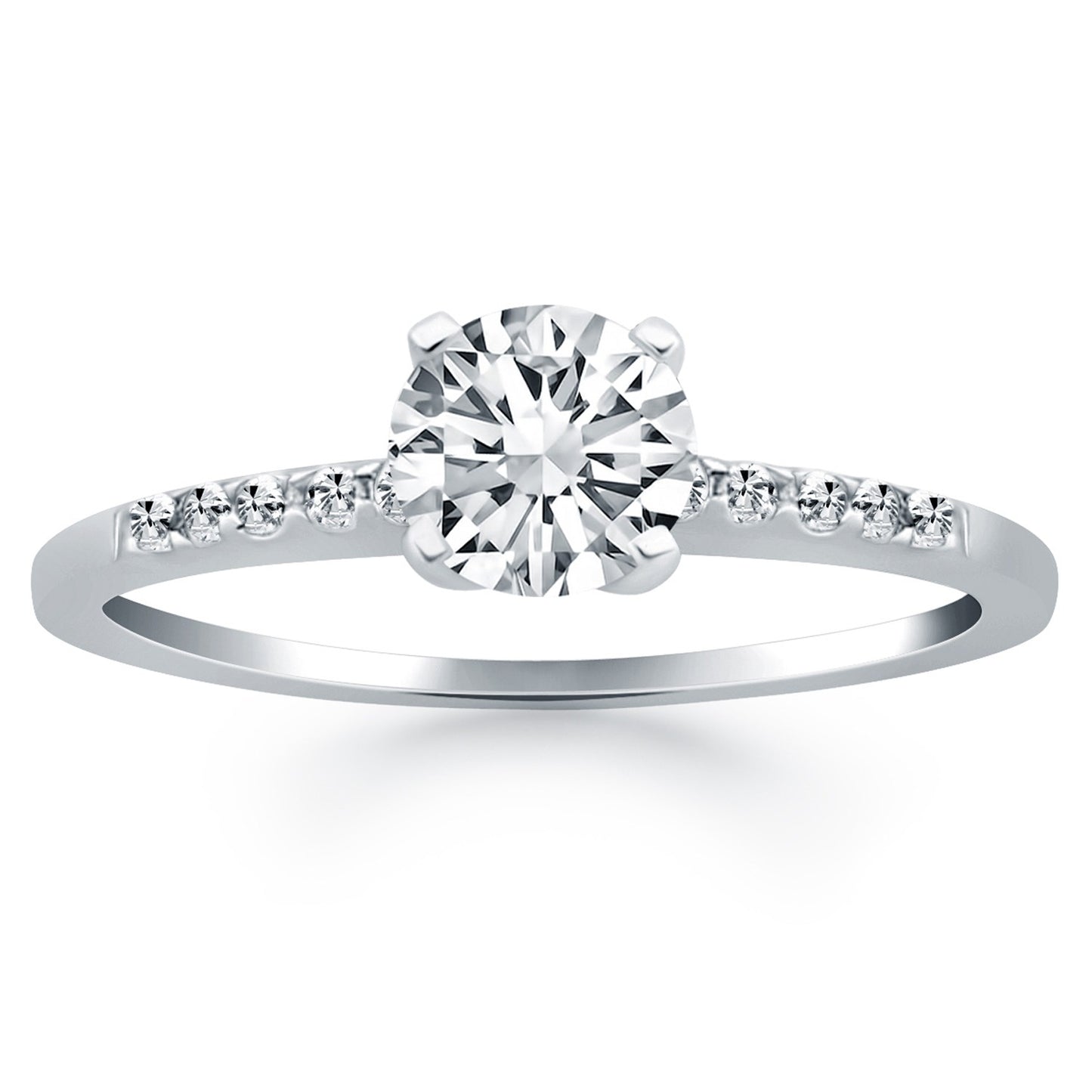 14k White Gold Engagement Ring with Diamond Band Design - The Best Accessory