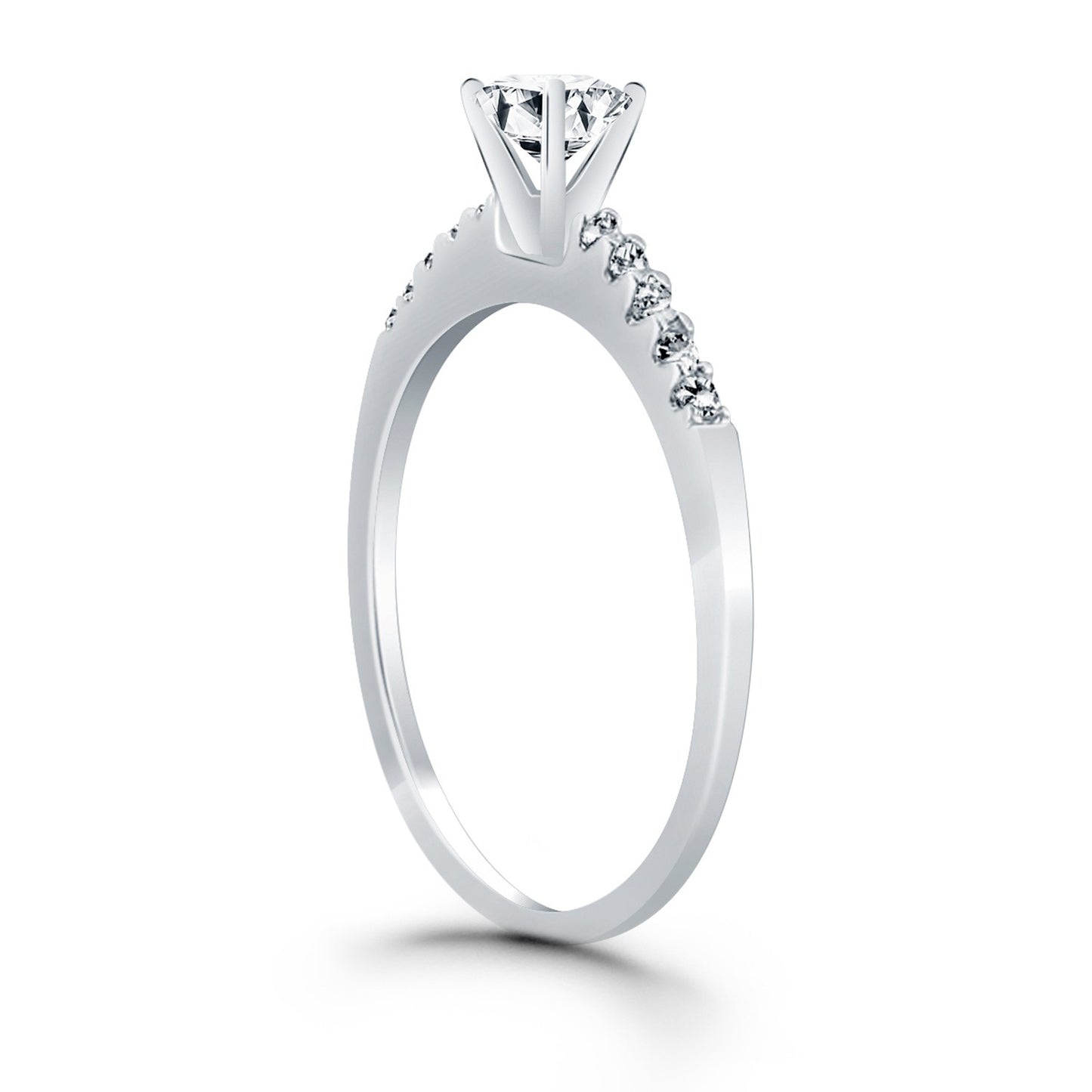 14k White Gold Engagement Ring with Diamond Band Design - The Best Accessory