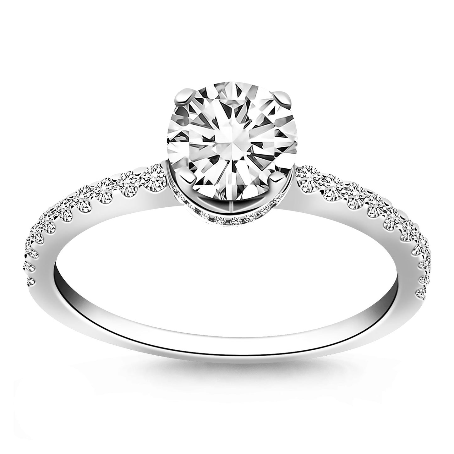 14k White Gold Diamond Collar Engagement Ring - The Best Accessory