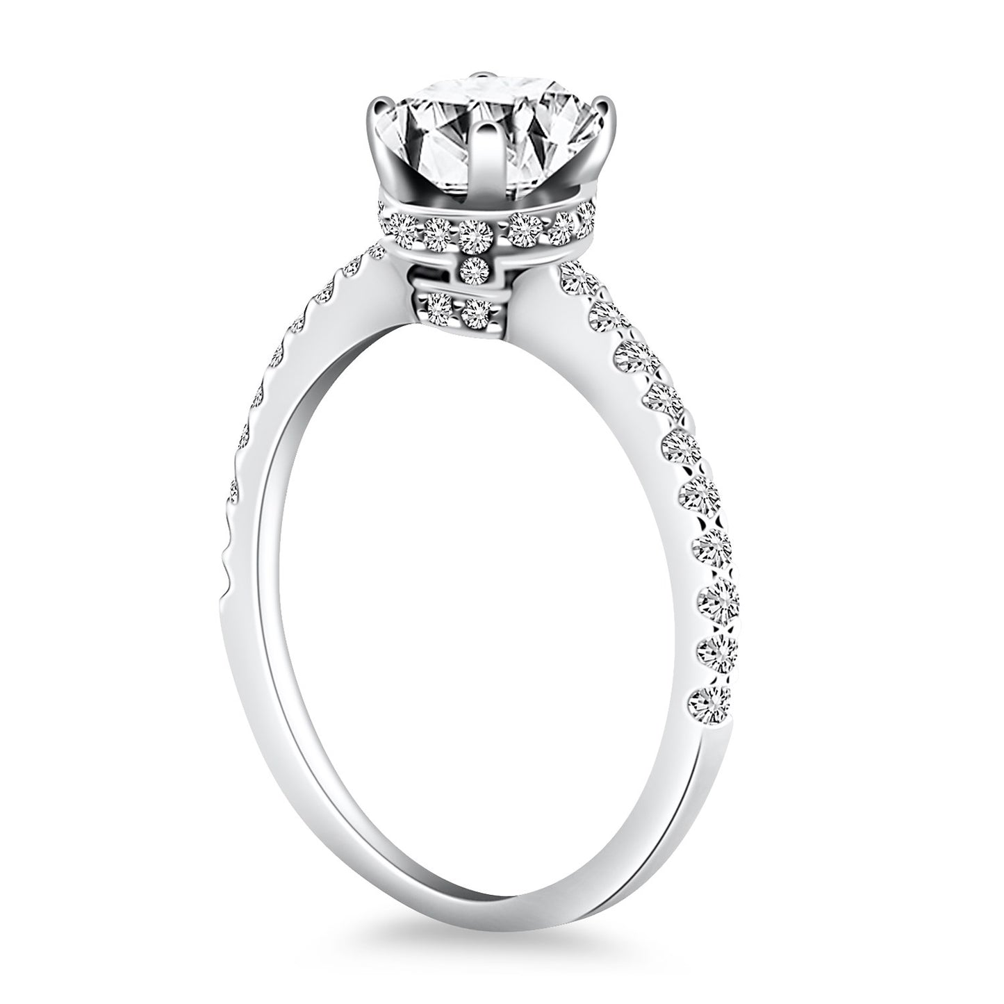 14k White Gold Diamond Collar Engagement Ring - The Best Accessory