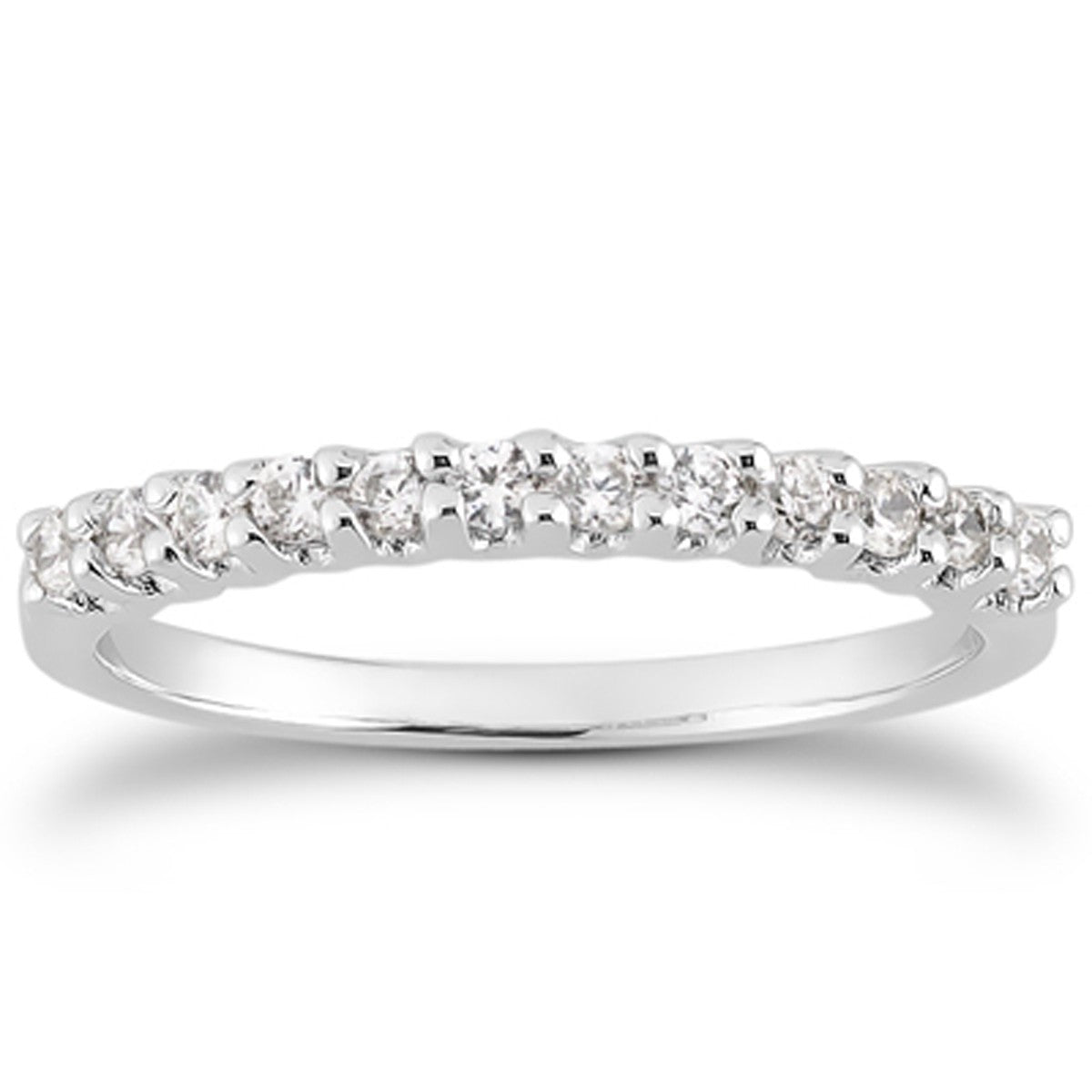 14k White Gold Fancy U Setting Shared Prong Diamond Wedding Ring Band - The Best Accessory
