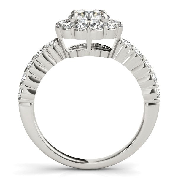 14k White Gold Round Floral Motif Diamond Engagement Ring (1 5/8 cttw) - The Best Accessory
