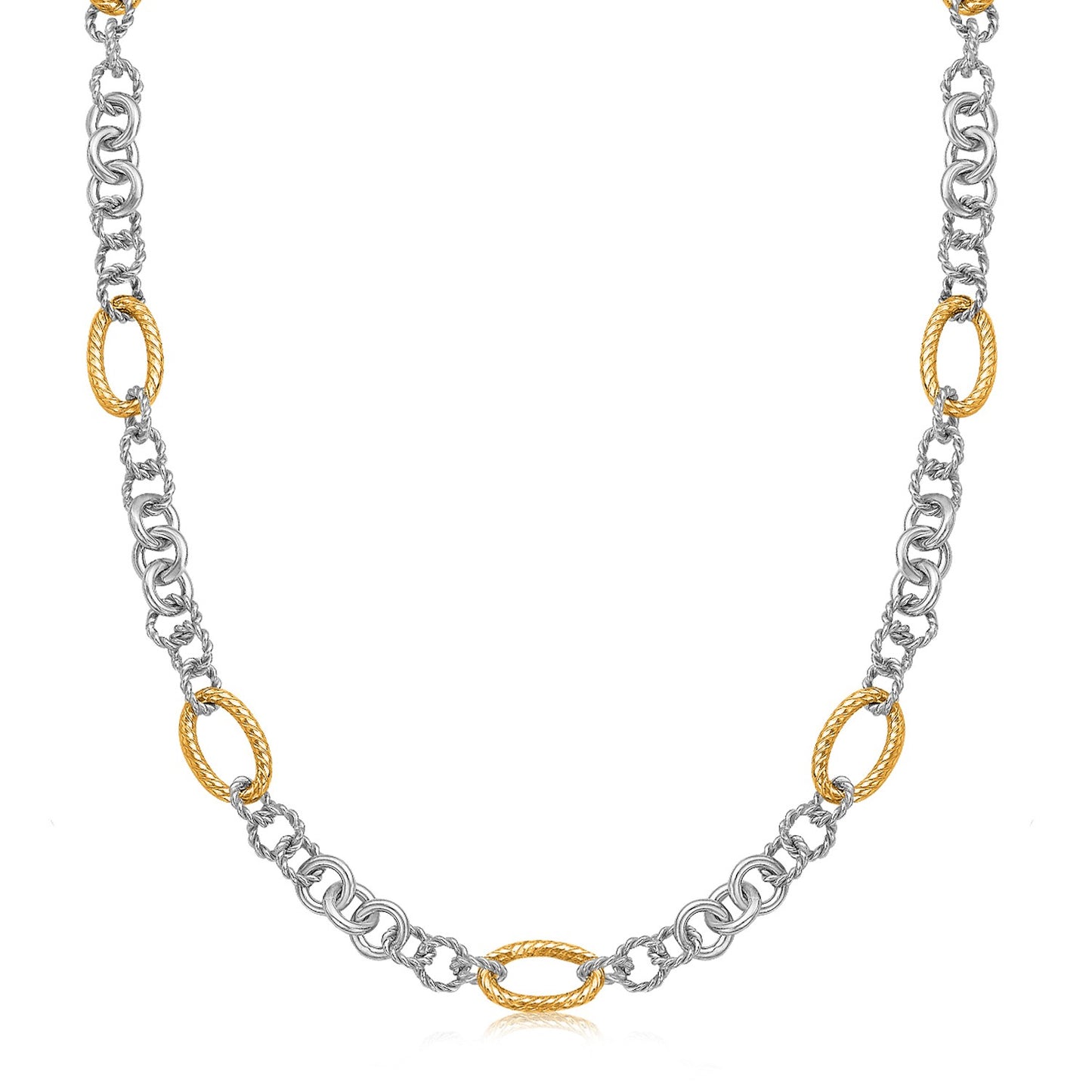 18k Yellow Gold and Sterling Silver Rhodium Plated Multi Style Chain Necklace - The Best Accessory