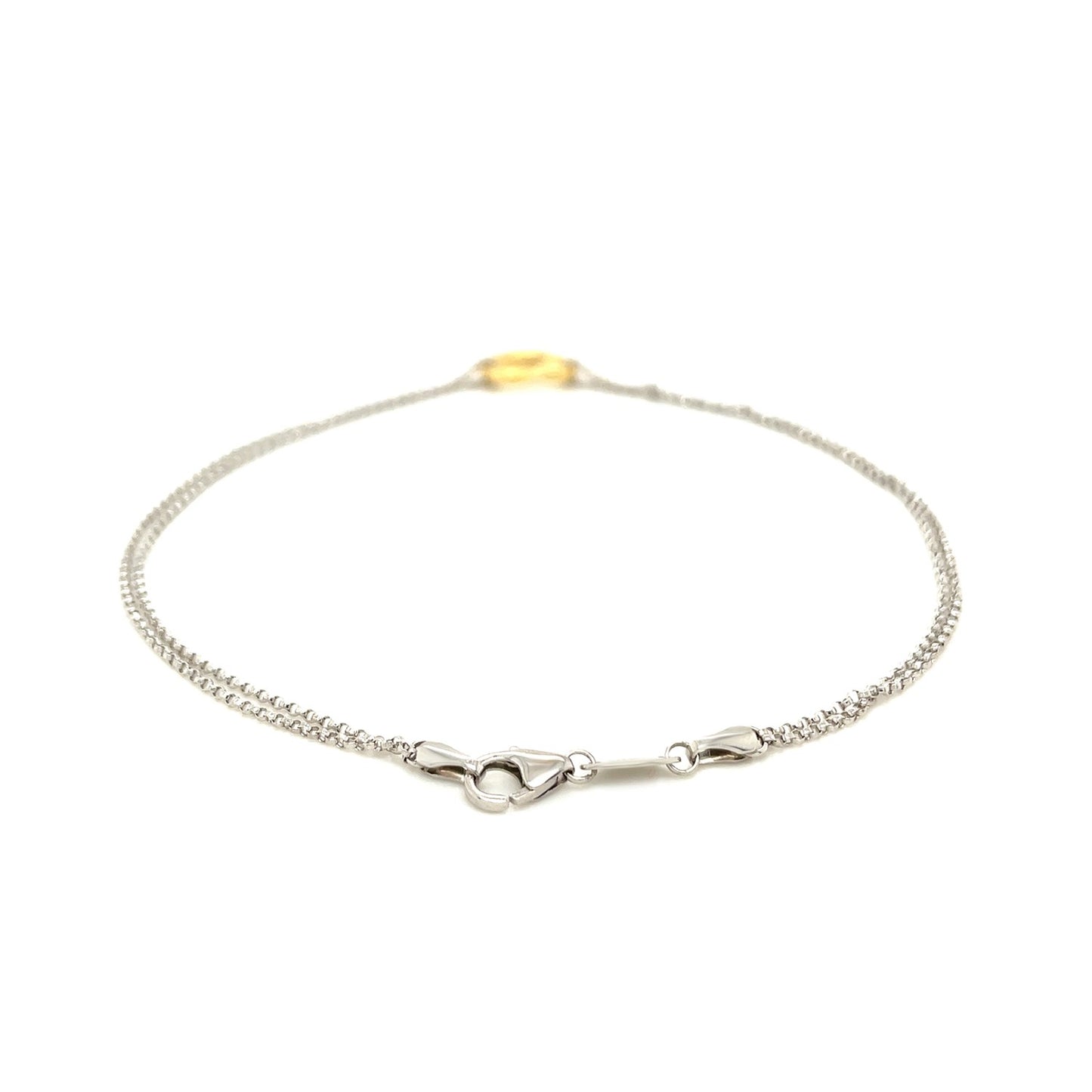 14k Yellow Gold and Sterling Silver Anklet with a Single Open Heart Station - The Best Accessory