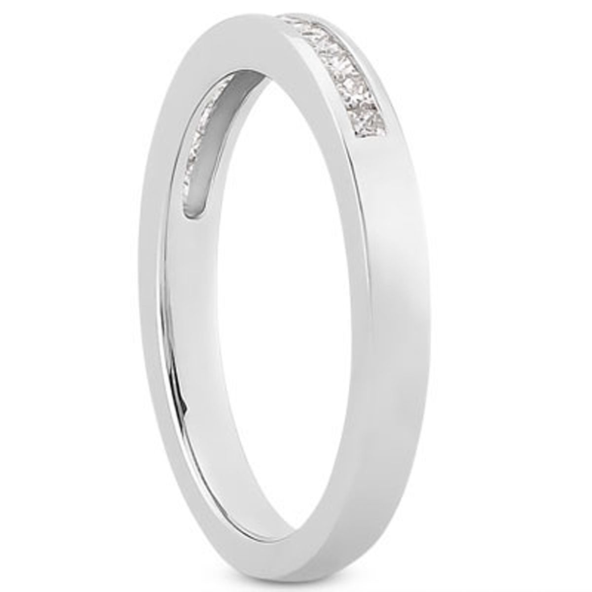 14k White Gold Channel Set Princess Diamond Wedding Ring Band - The Best Accessory