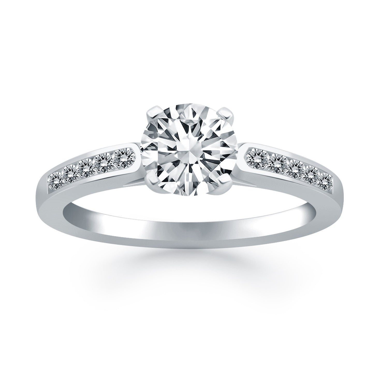 14k White Gold Diamond Channel Cathedral Engagement Ring - The Best Accessory