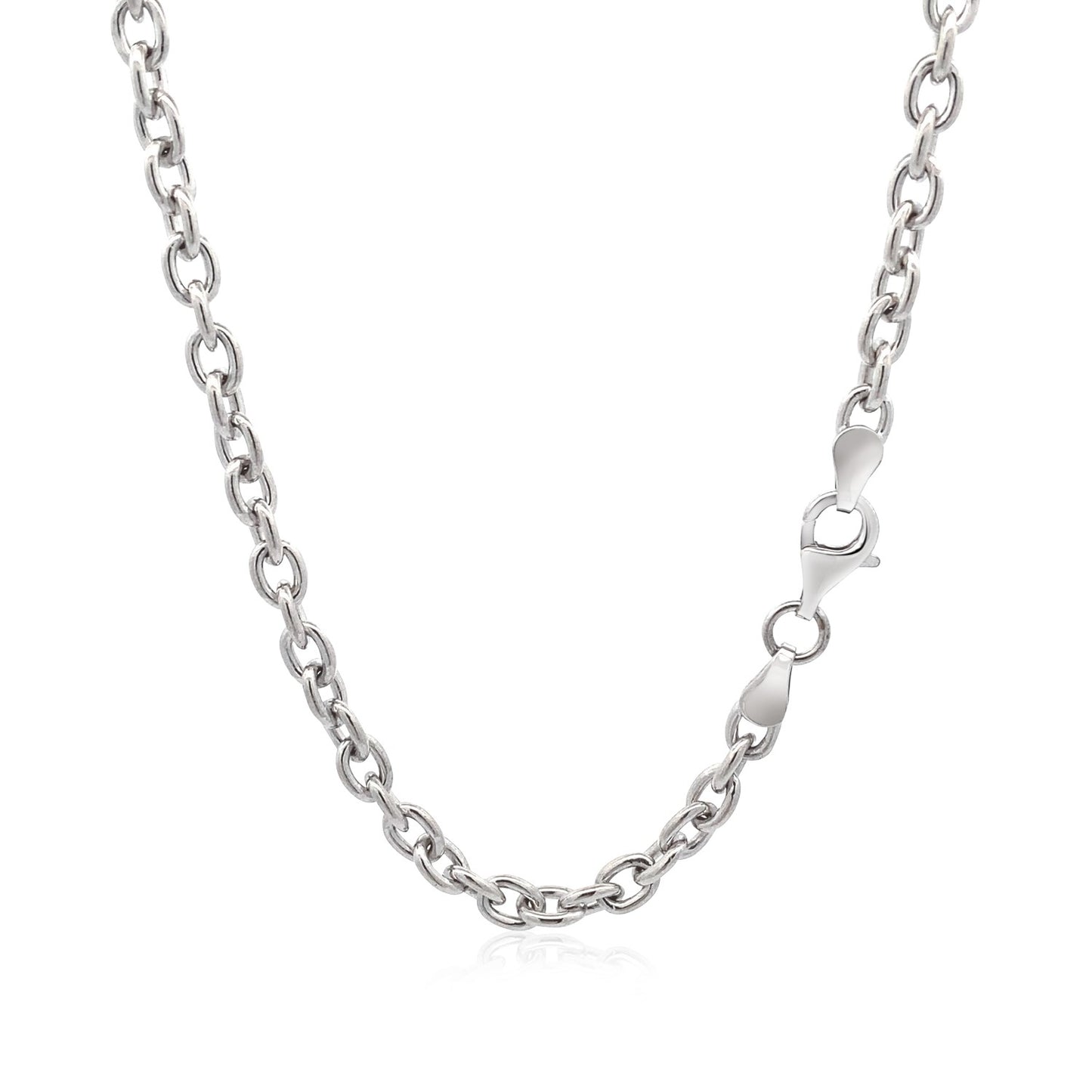 Sterling Silver Rhodium Plated Chain Bracelet with a Flat Heart Motif Station - The Best Accessory