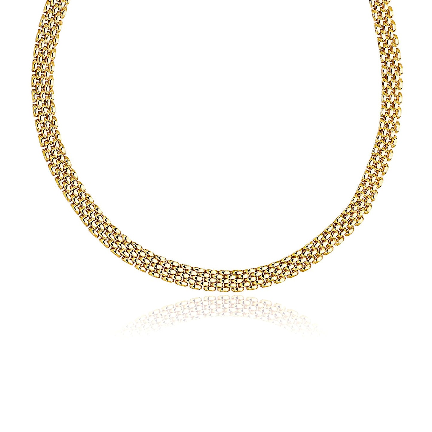 14k Yellow Gold Fancy Polished Multi-Row Panther Link Necklace - The Best Accessory