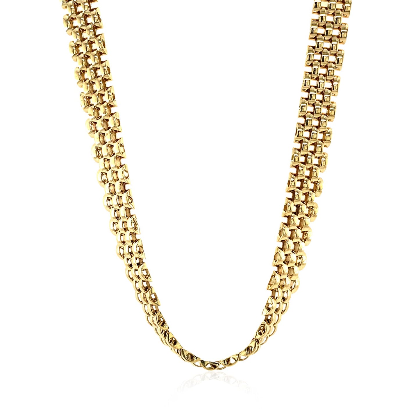 14k Yellow Gold Fancy Polished Multi-Row Panther Link Necklace - The Best Accessory