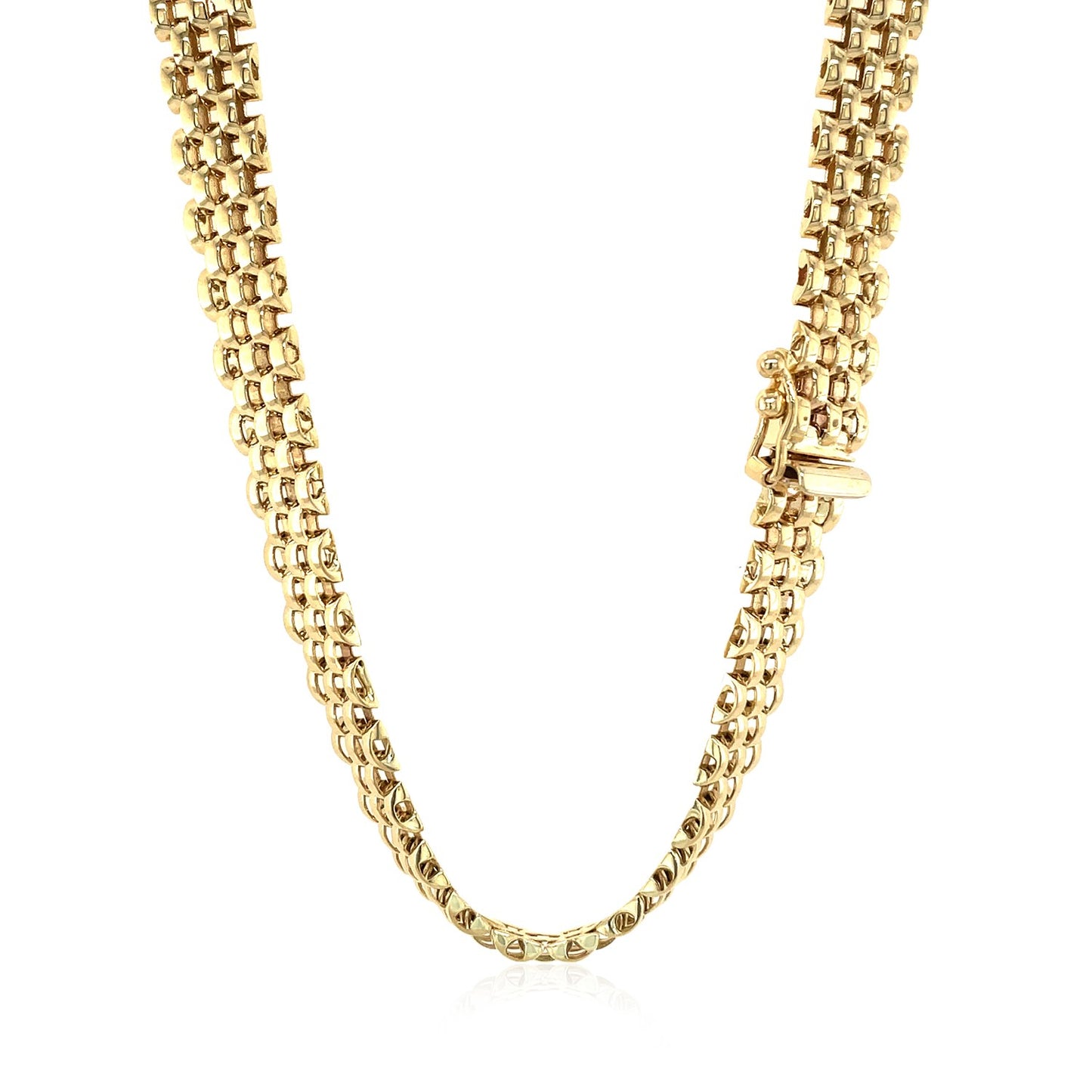 14k Yellow Gold Fancy Polished Multi-Row Panther Link Necklace - The Best Accessory