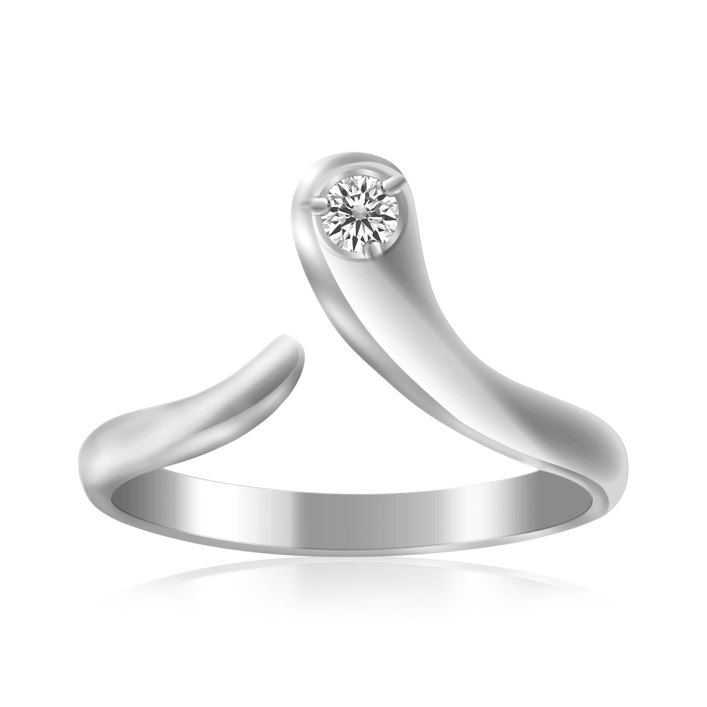 Sterling Silver Rhodium Plated White Cubic Zirconia Accented Shiny Toe Ring - The Best Accessory