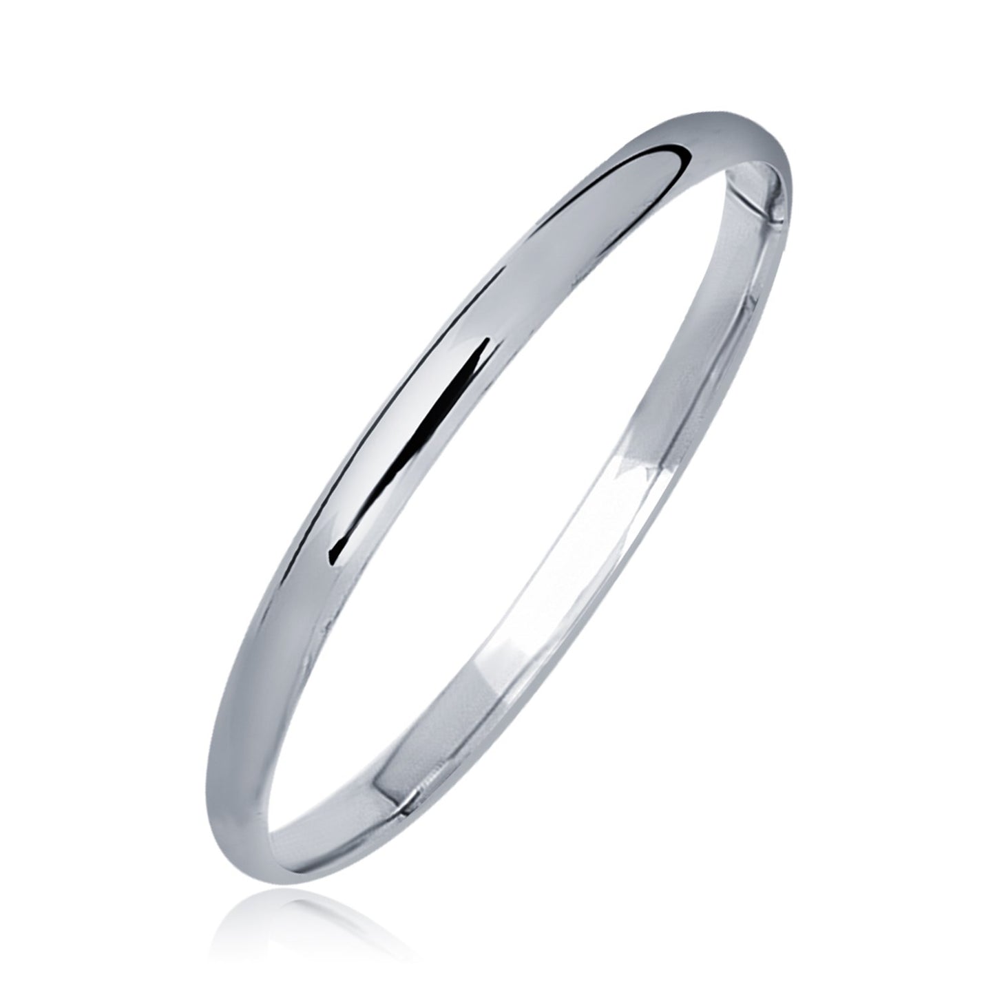 14k White Gold Dome Childrens Bangle with a Polished Finish (5.50 mm) - The Best Accessory