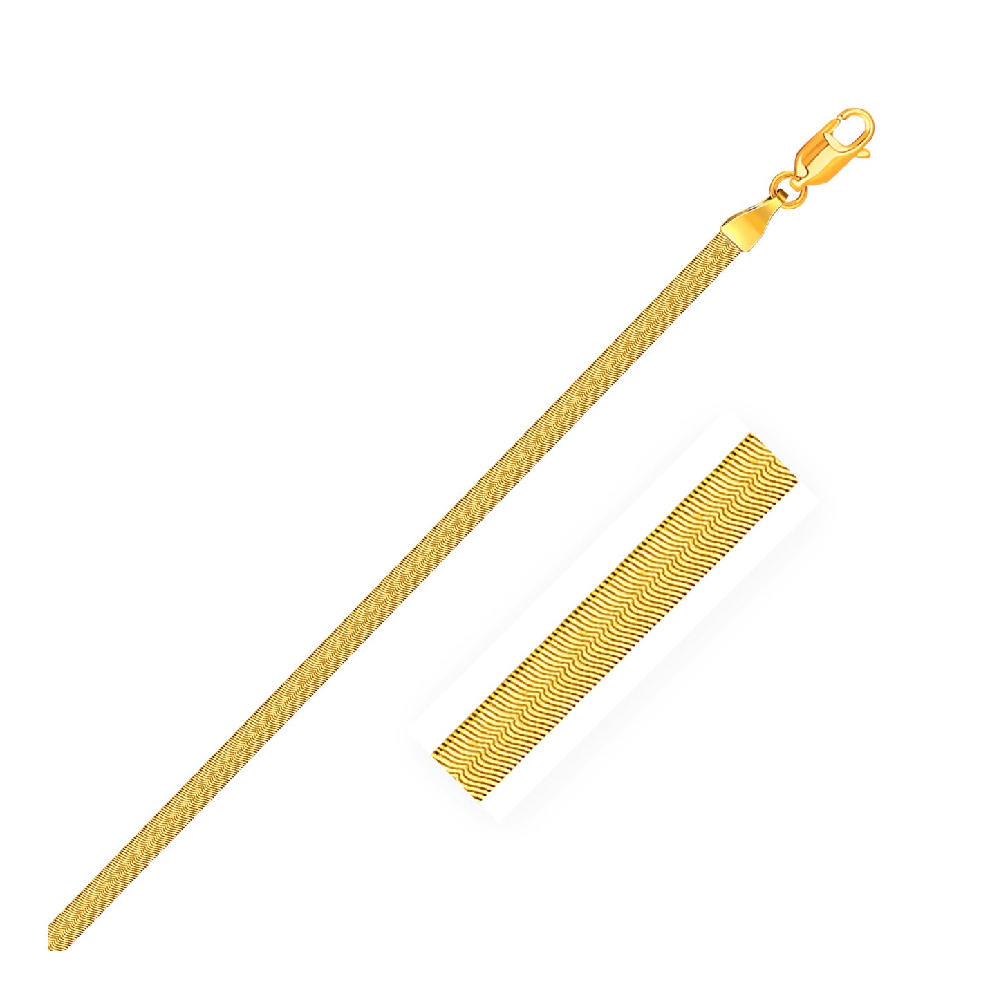14k Yellow Gold Super Flex Herringbone Bracelet (2.80 mm) - The Best Accessory