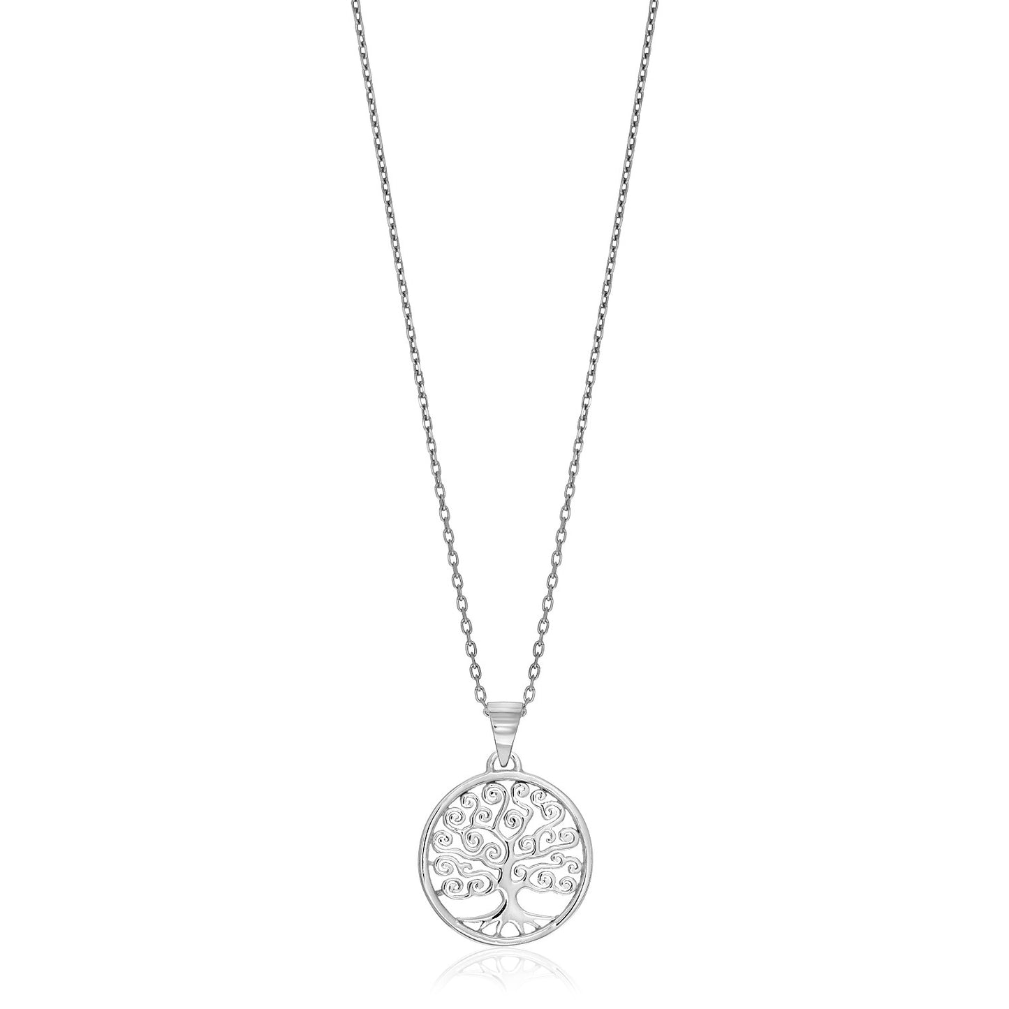 Sterling Silver Round Spiral Motif Tree of Life Necklace - The Best Accessory