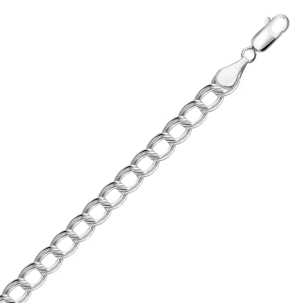 Sterling Silver Ridged Circular Chain Bracelet with Rhodium Plating (6.00 mm) - The Best Accessory