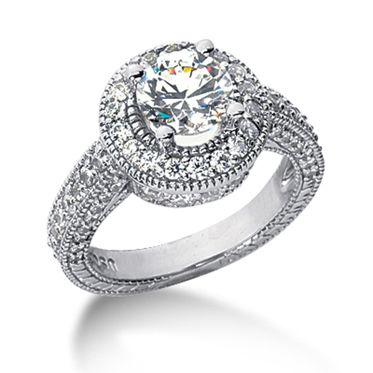 14k White gold Vintage Halo Diamond Semi-Mount - The Best Accessory