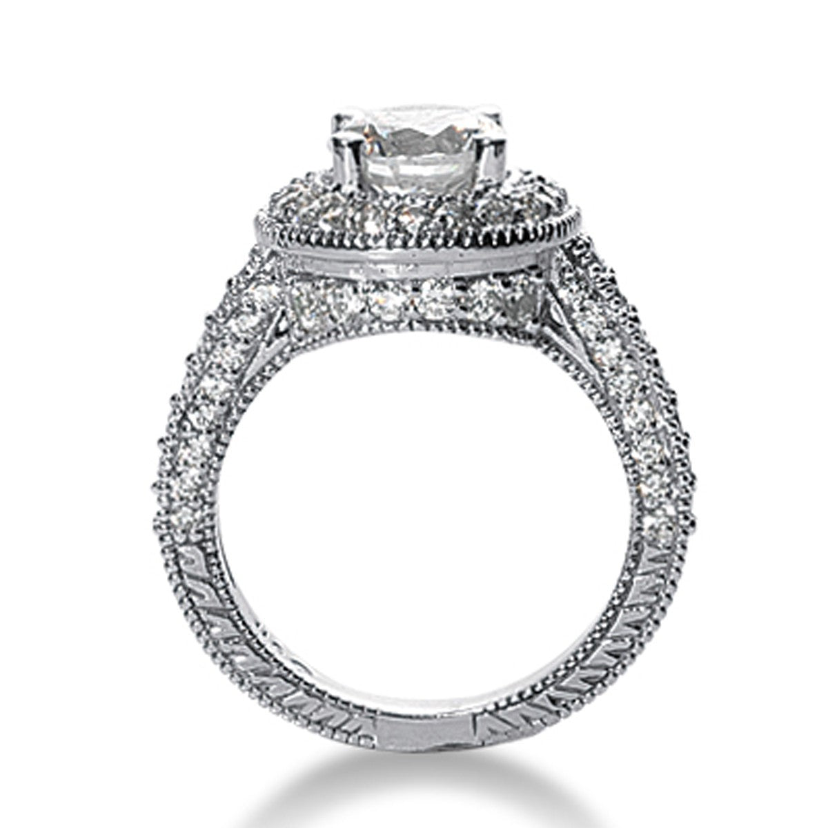 14k White gold Vintage Halo Diamond Semi-Mount - The Best Accessory