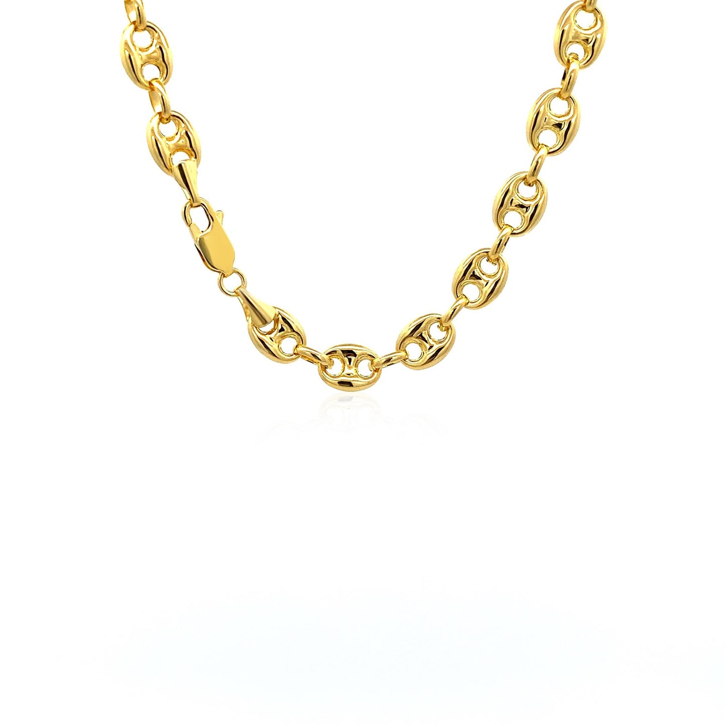 14k Yellow Gold Puffed Mariner Link Chain (6.80 mm) - The Best Accessory
