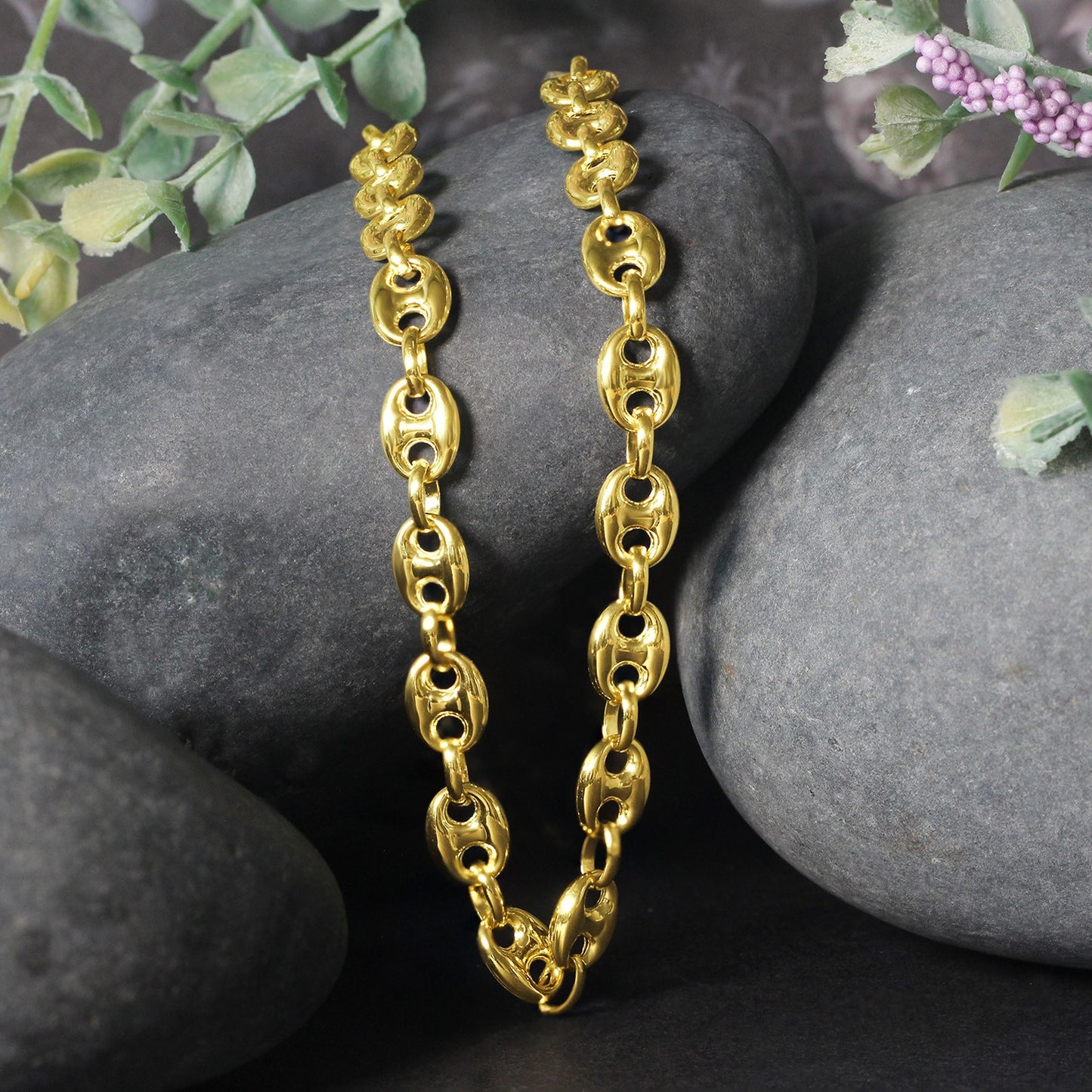 14k Yellow Gold Puffed Mariner Link Chain (6.80 mm) - The Best Accessory