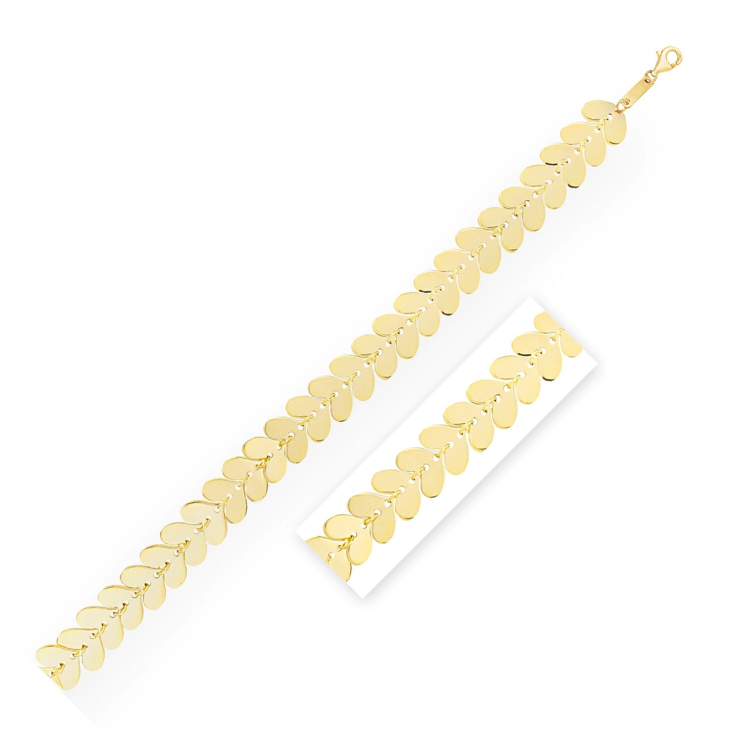 14k Yellow Gold Polished Heart Link Chain Bracelet - The Best Accessory