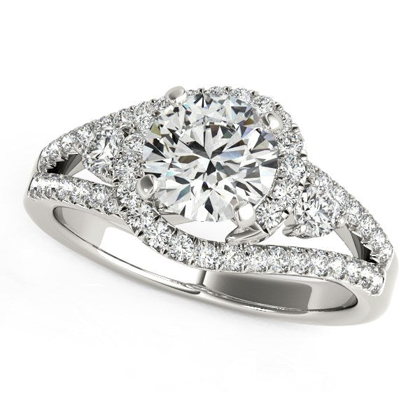 14k White Gold Split Shank Halo Bypass Diamond Engagement Ring (1 3/4 cttw) - The Best Accessory