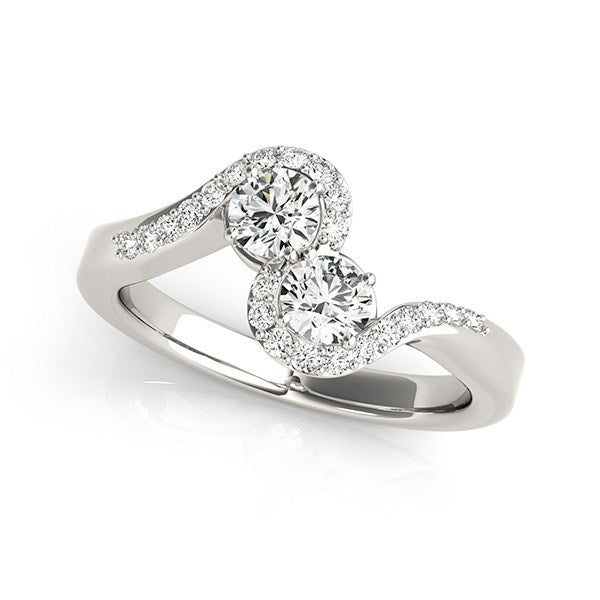 14k White Gold Curved Band Style Two Diamond Ring (5/8 cttw) - The Best Accessory