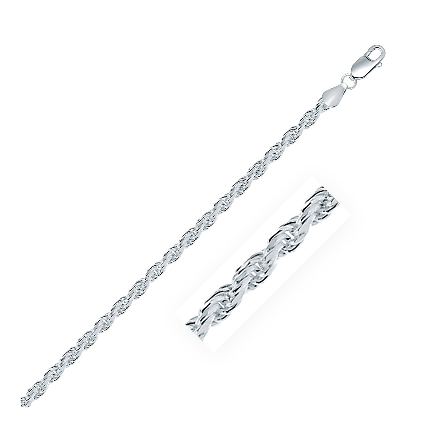 Sterling Silver Diamond Cut Rope Style Chain (3.60 mm) - The Best Accessory