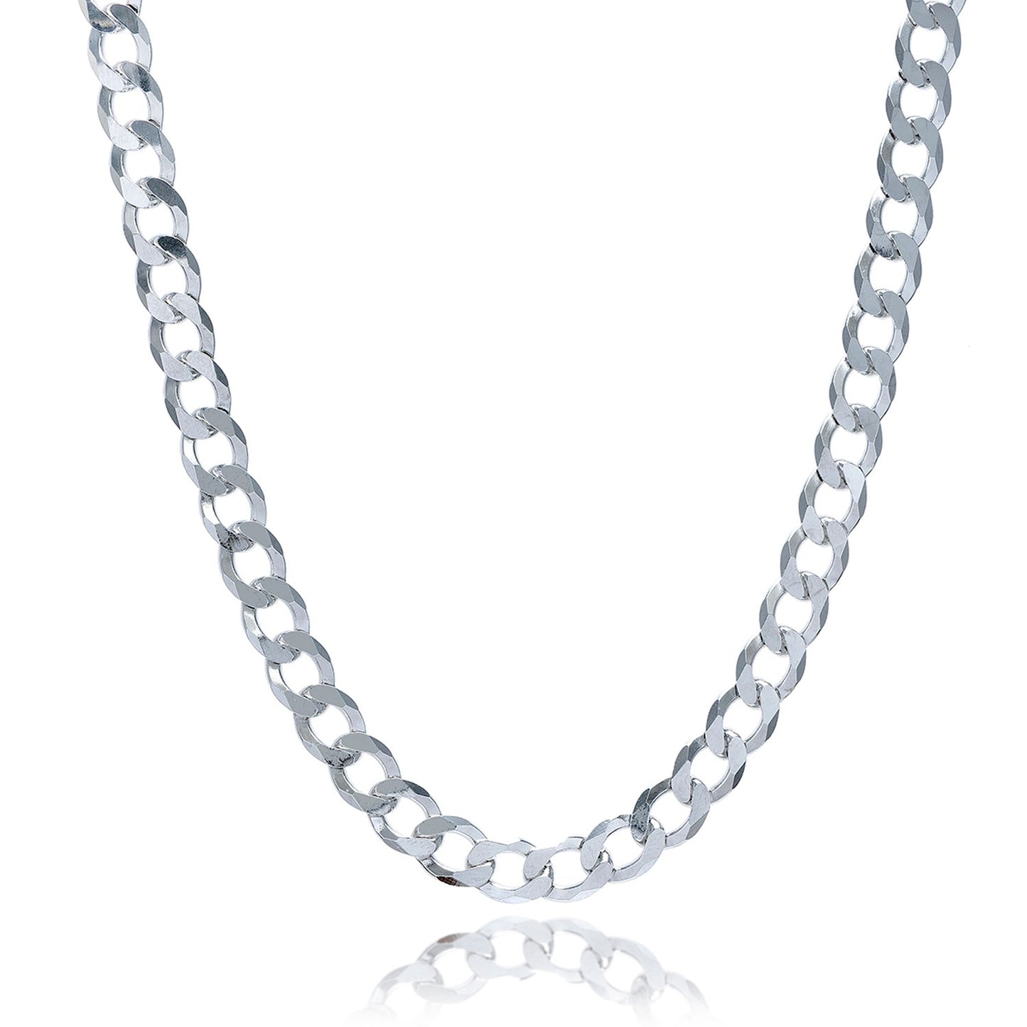 Rhodium Plated Sterling Silver Curb Style Chain (7.90 mm) - The Best Accessory