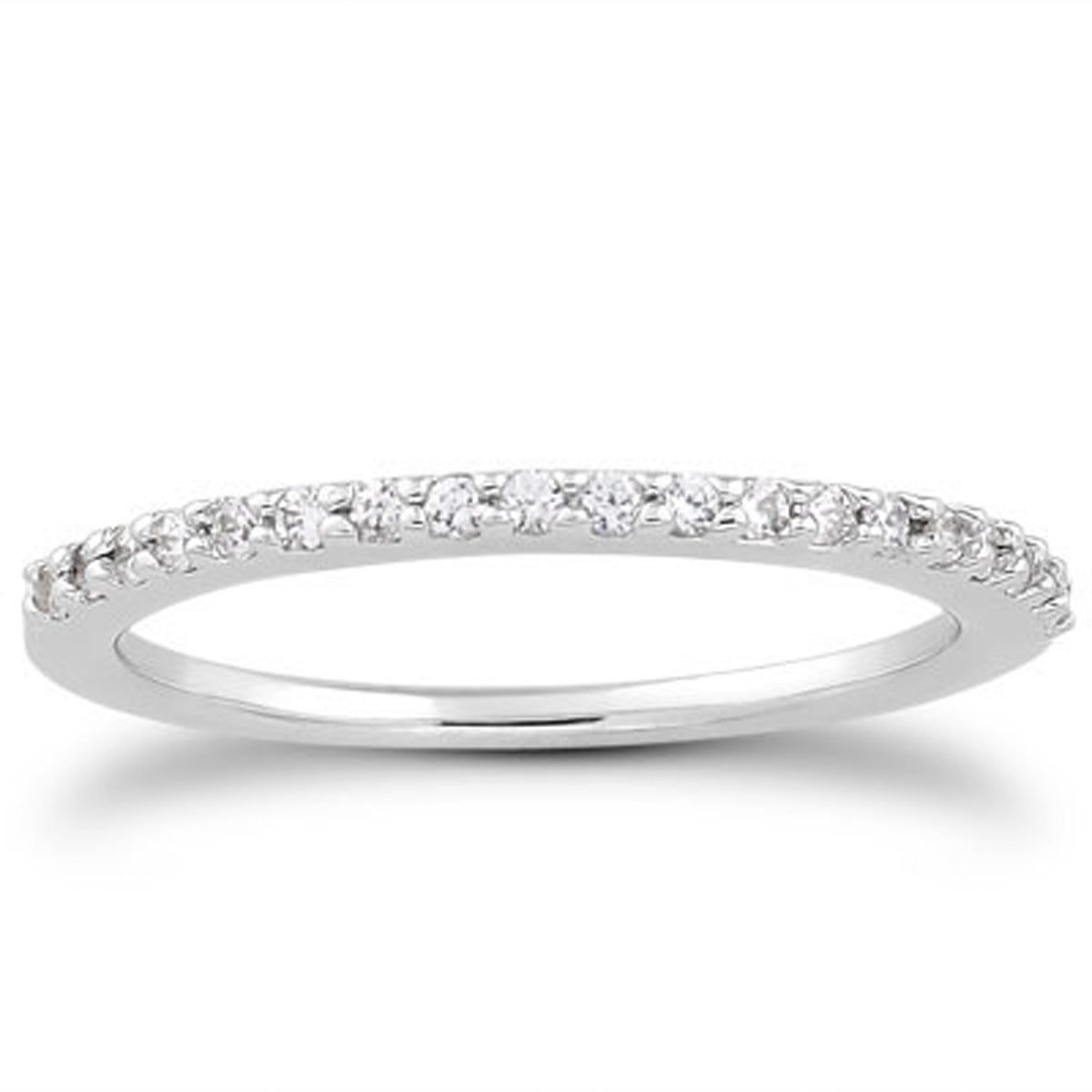 14k White Gold Slim Profile Diamond Micro Prong Diamond Wedding Ring Band - The Best Accessory