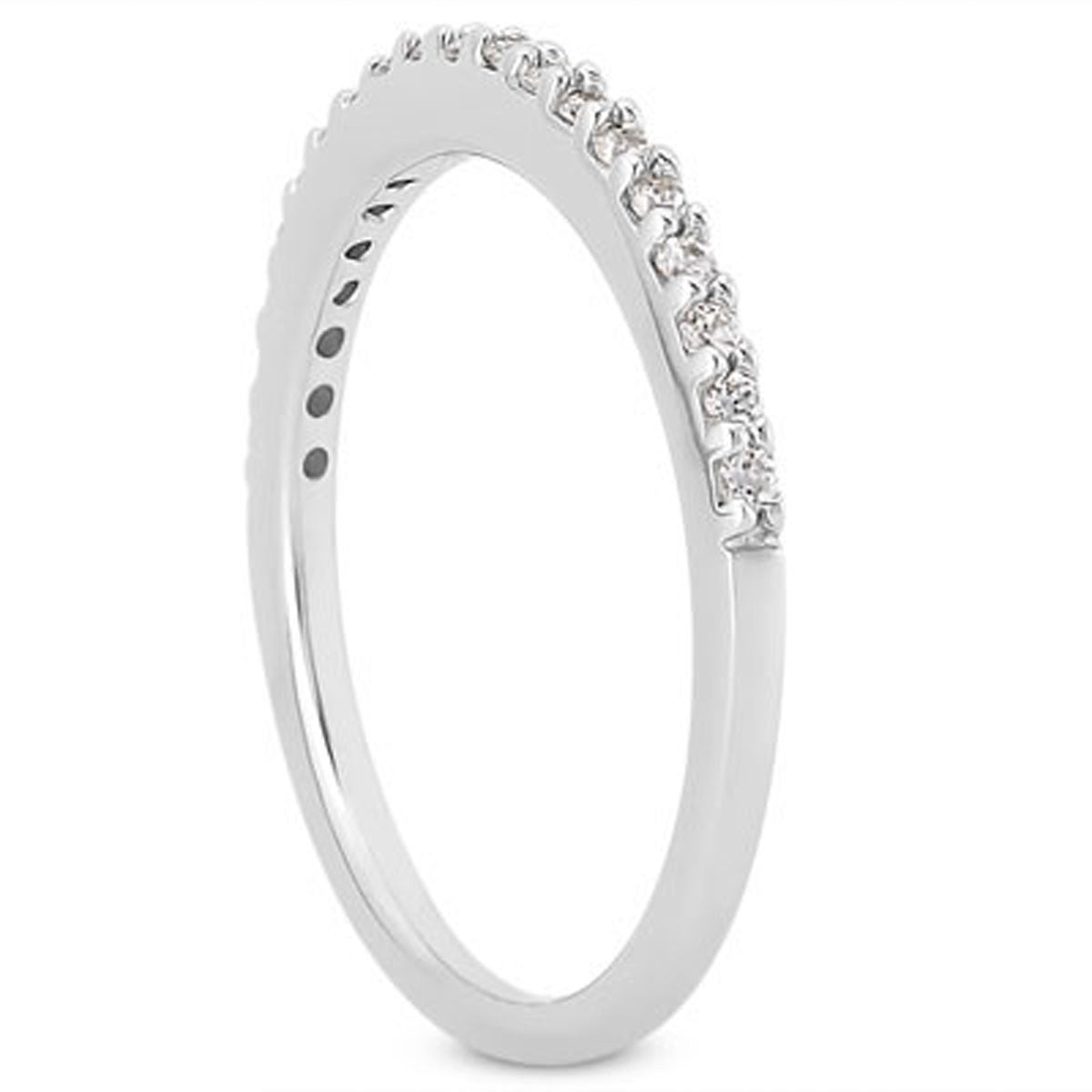 14k White Gold Slim Profile Diamond Micro Prong Diamond Wedding Ring Band - The Best Accessory