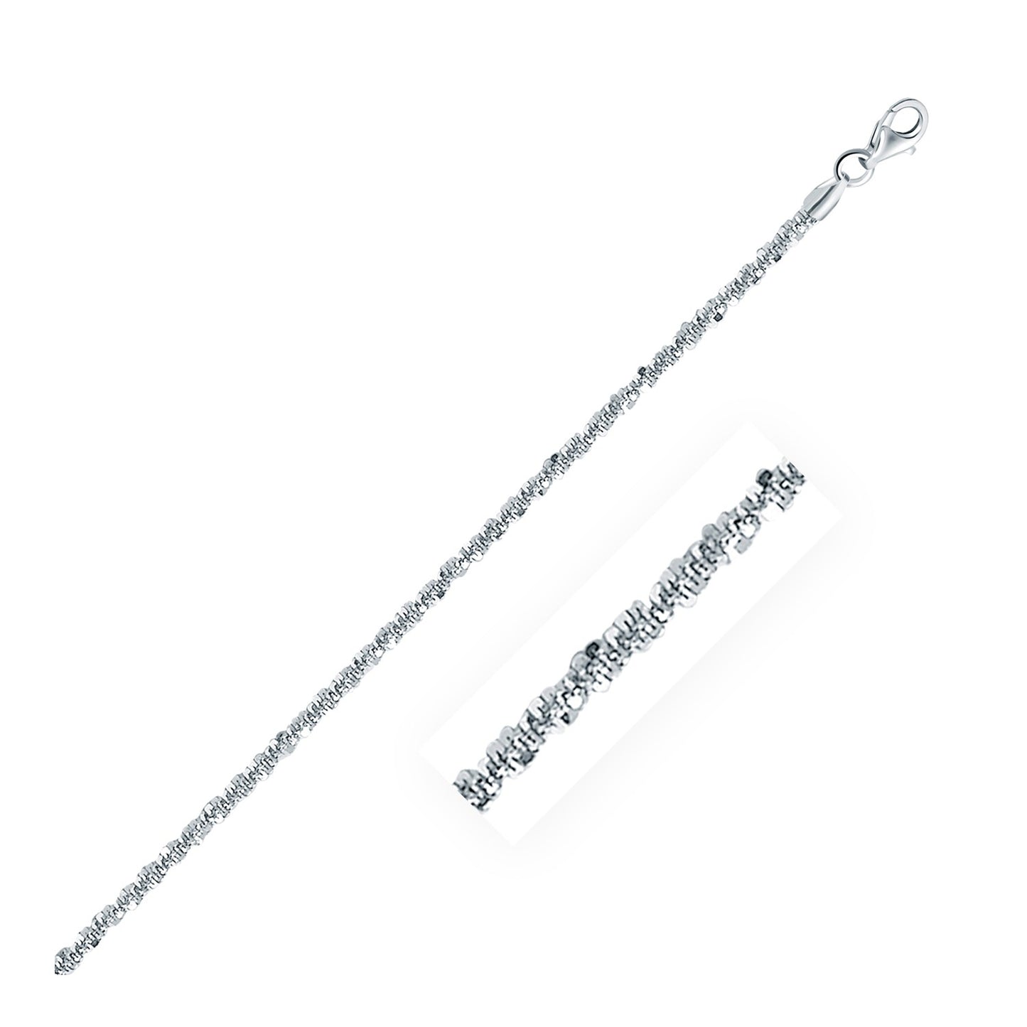 Rhodium Plated 2.2mm Sterling Silver Sparkle Style Chain (2.20 mm) - The Best Accessory