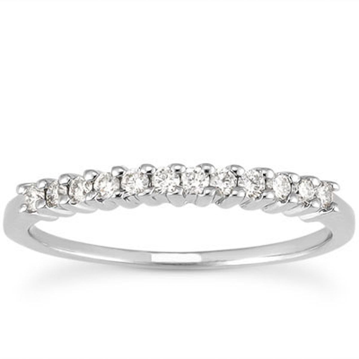 14k White Gold Raised Shared Prong Diamond Wedding Ring Band - The Best Accessory