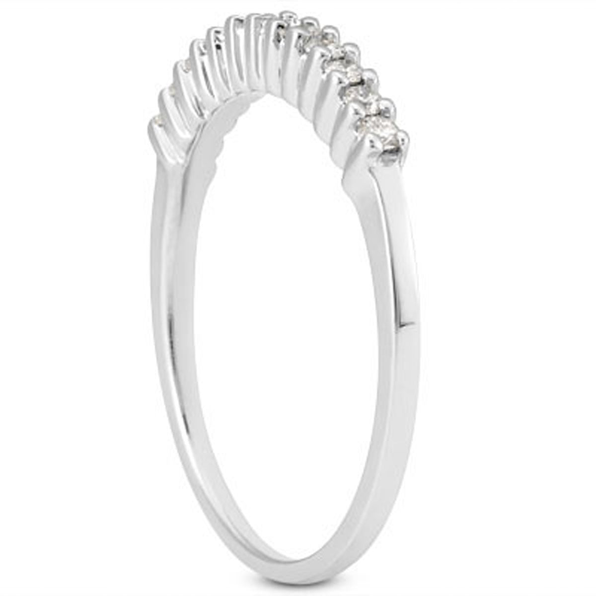 14k White Gold Raised Shared Prong Diamond Wedding Ring Band - The Best Accessory