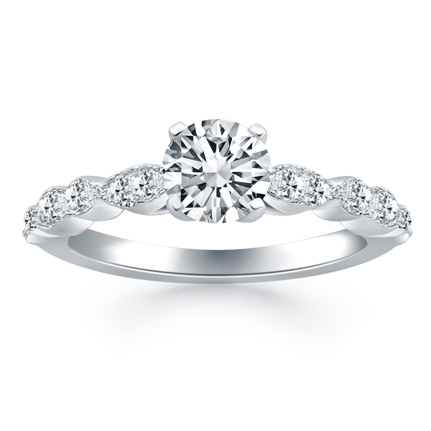 14k White Gold Fancy Shaped Diamond Engagement Ring - The Best Accessory