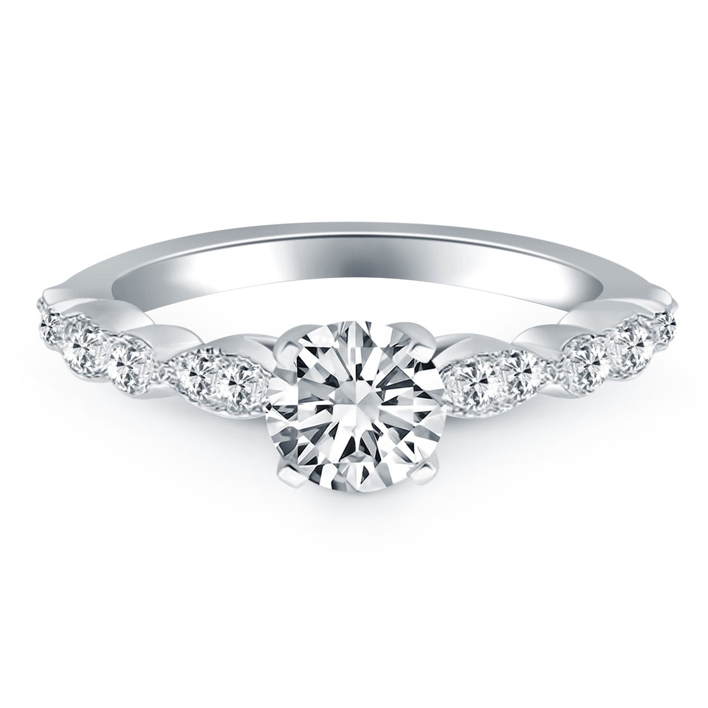 14k White Gold Fancy Shaped Diamond Engagement Ring - The Best Accessory