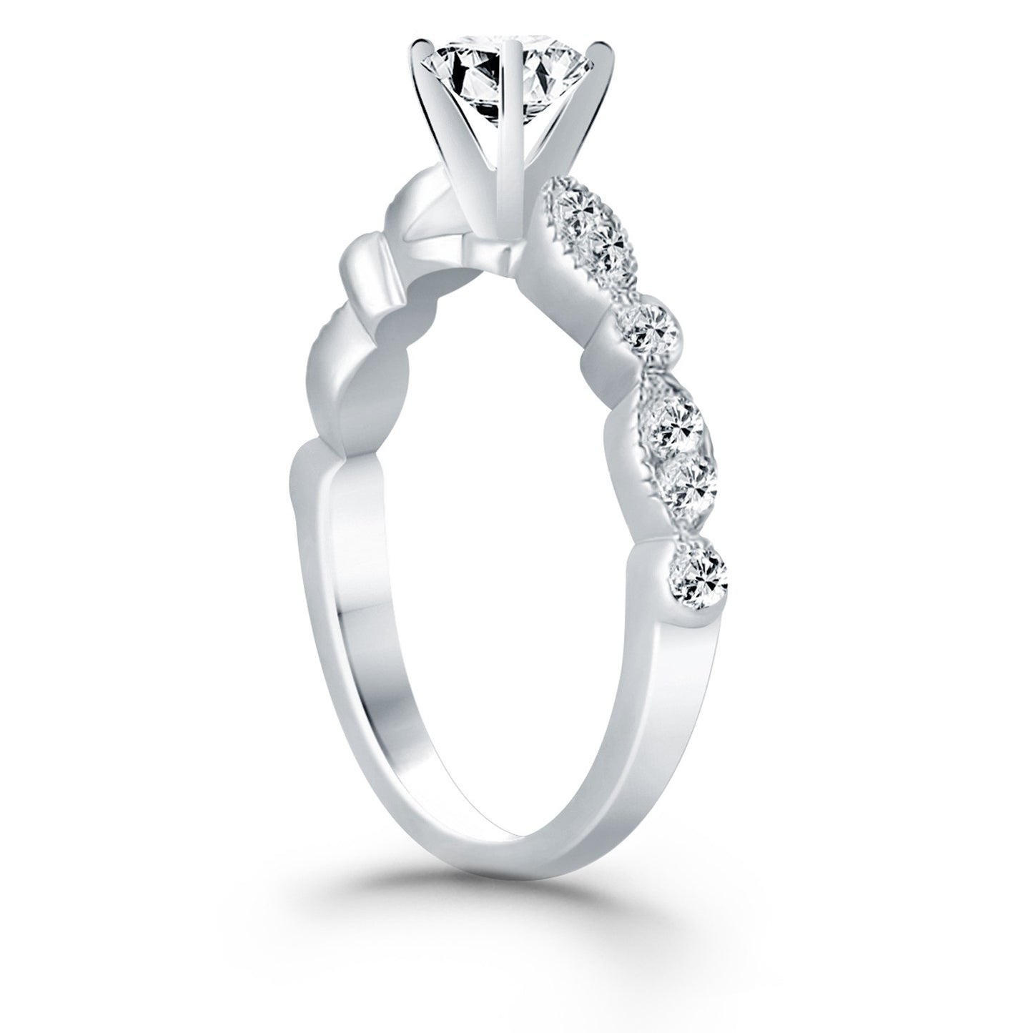 14k White Gold Fancy Shaped Diamond Engagement Ring - The Best Accessory