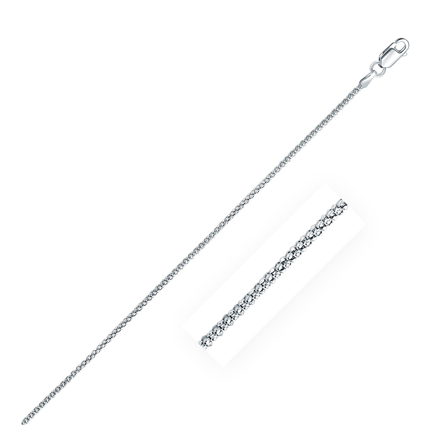 Rhodium Plated 1.8mm Sterling Silver Popcorn Style Chain (1.80 mm) - The Best Accessory
