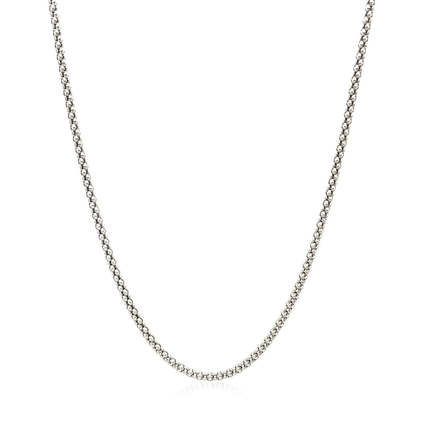 Rhodium Plated 1.8mm Sterling Silver Popcorn Style Chain (1.80 mm) - The Best Accessory