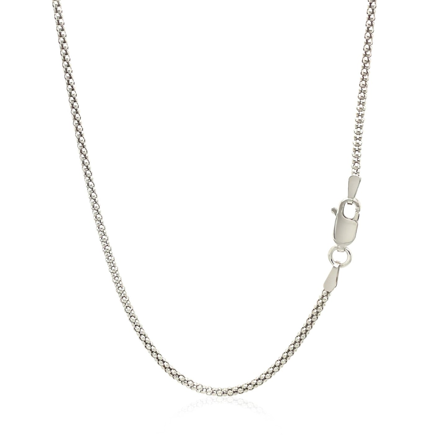 Rhodium Plated 1.8mm Sterling Silver Popcorn Style Chain (1.80 mm) - The Best Accessory