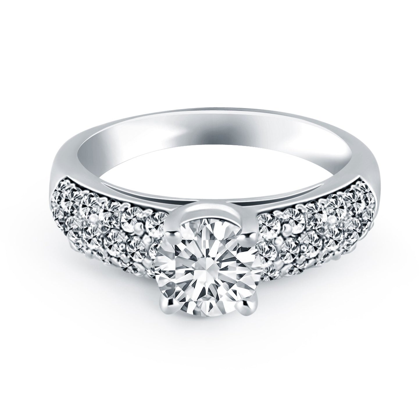 14k White Gold Tapered Pave Diamond Wide Band Engagement Ring - The Best Accessory
