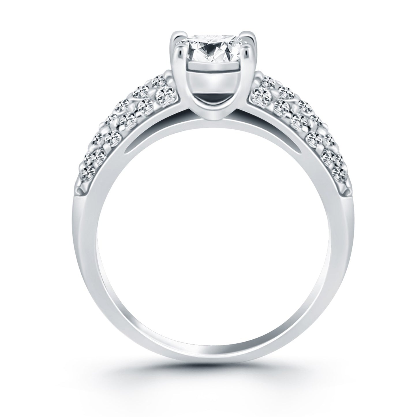 14k White Gold Tapered Pave Diamond Wide Band Engagement Ring - The Best Accessory