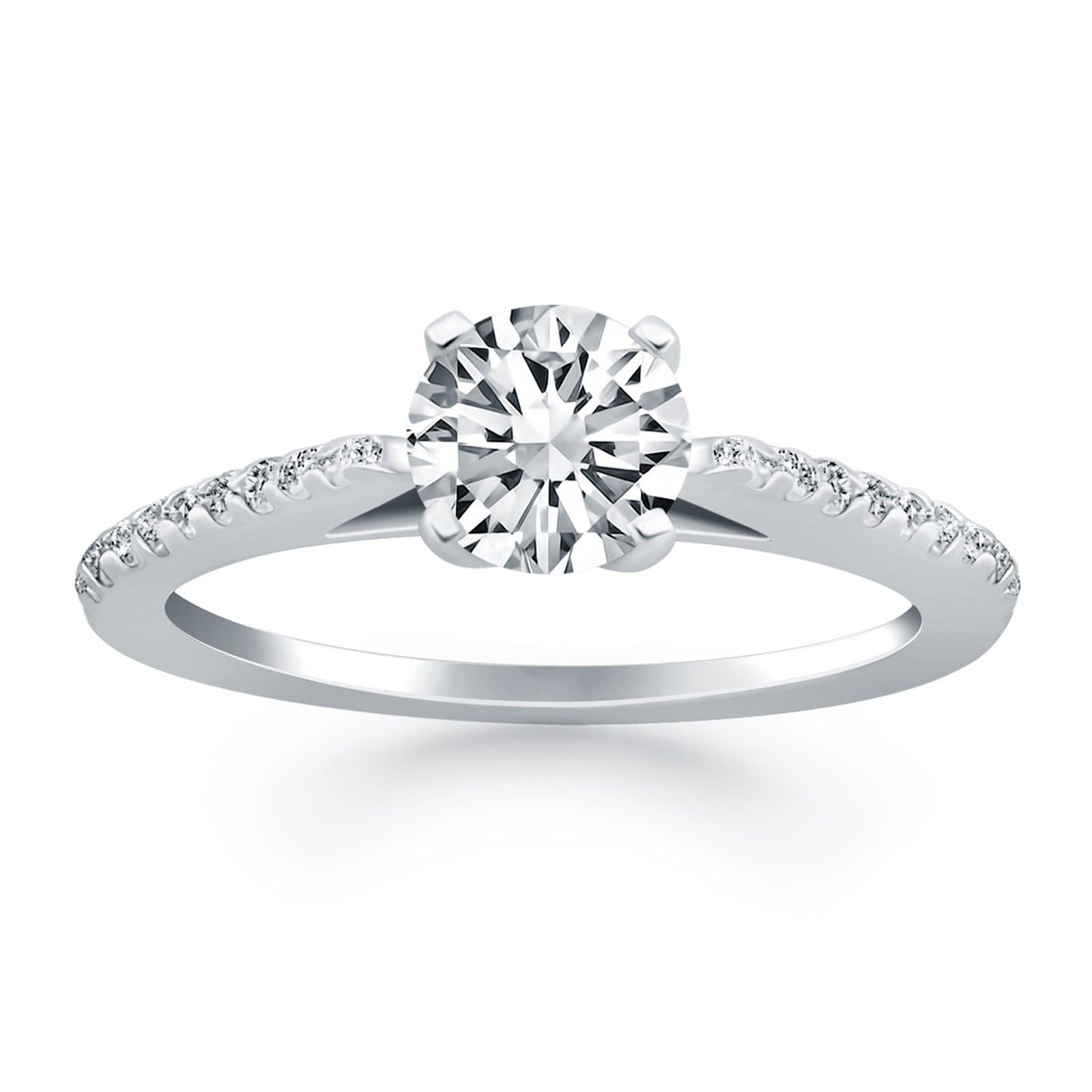 14k White Gold Micro Prong Diamond Cathedral Engagement Ring - The Best Accessory