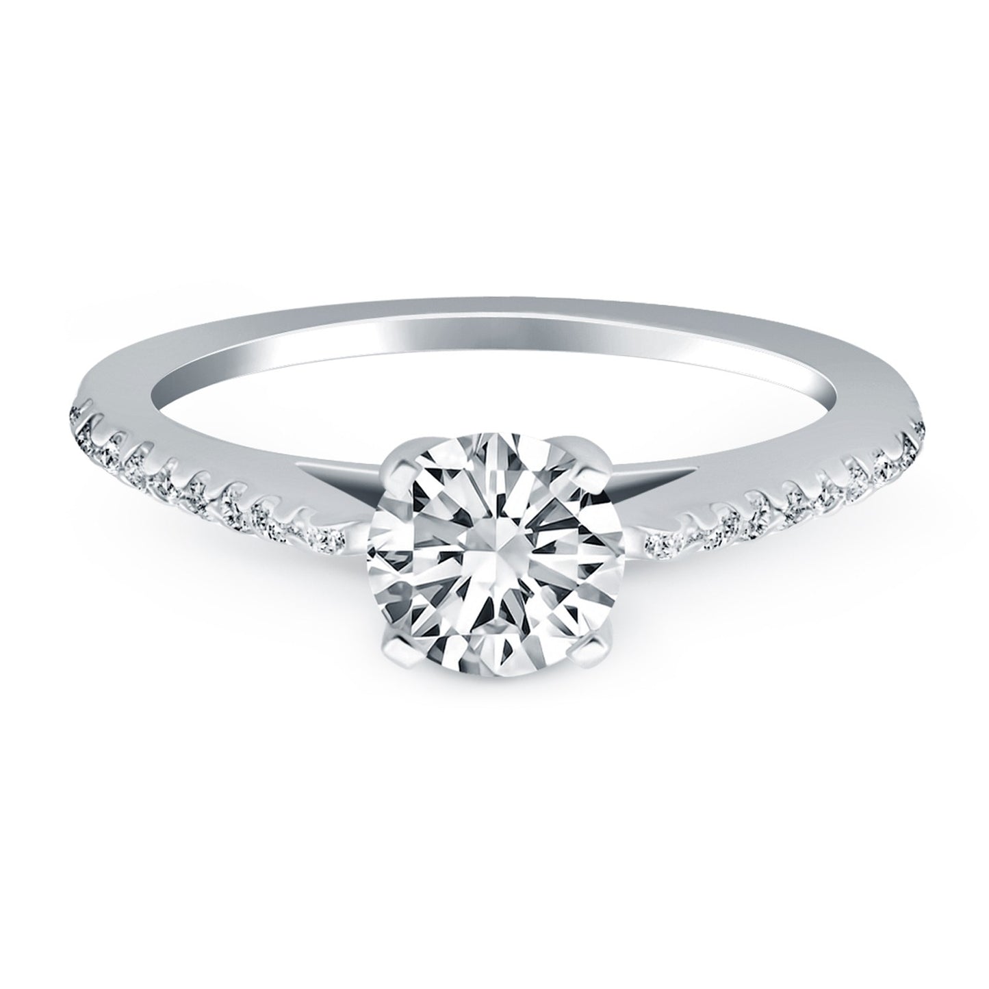 14k White Gold Micro Prong Diamond Cathedral Engagement Ring - The Best Accessory