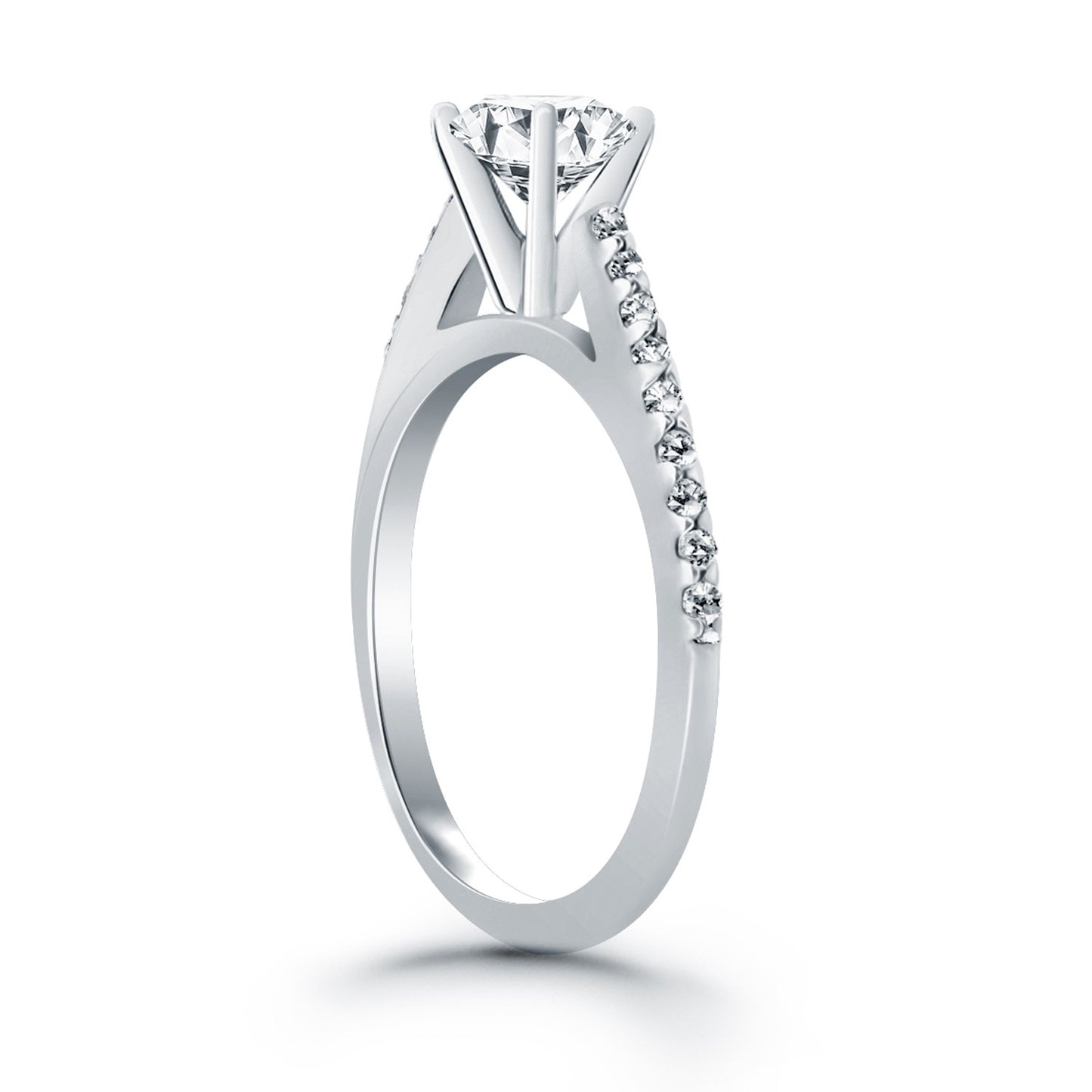 14k White Gold Micro Prong Diamond Cathedral Engagement Ring - The Best Accessory