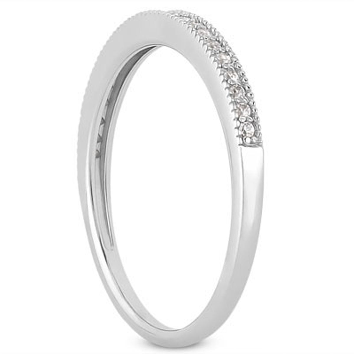14k White Gold Diamond Micro Pave Diamond Milgrain Wedding Ring Band - The Best Accessory