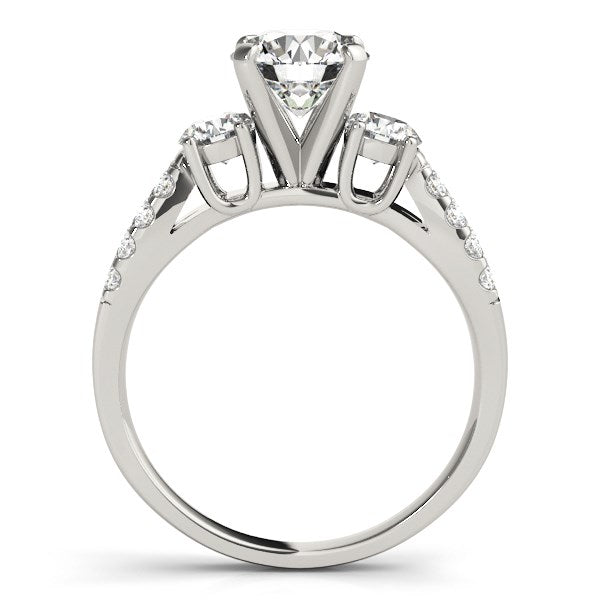 14k White Gold Split Shank 3 Stone Round Diamond Engagement Ring (2 cttw) - The Best Accessory